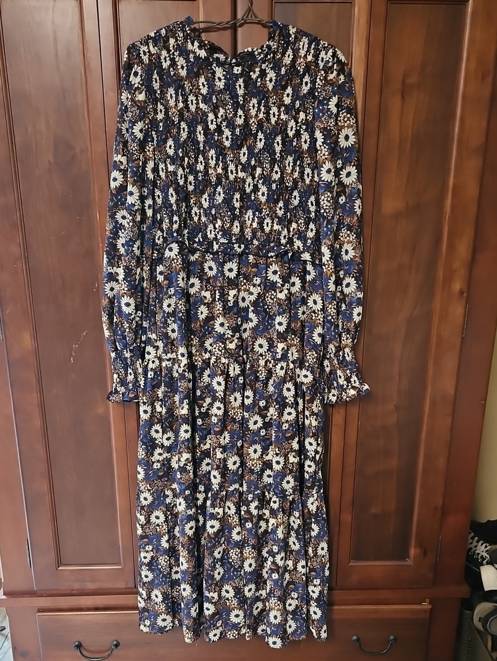 By the River Smocked Floral Midi Dress (L)